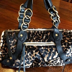 Elaine Turner Leopard Cheetah Satchel Handbag